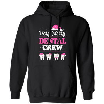 This Very Merry Dental Crew Pullover Hoodie is perfect for making a statement this holiday season! The trendy Christmas design features a set of charming teeth, adding a playful twist to a classic Christmas motif. Stay stylish and comfortable while showing off your love for all things dental with this unique and festive hoodie.