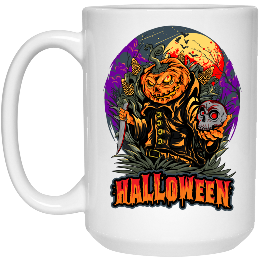 Halloween Holiday, Pumpkin Halloween, Horror Halloween White Mug