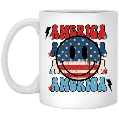 America, American Smiley, Smile Icon, America Smile White Mug