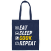 Eat Sleep Cook - Funny Grunge Cooking Canvas Tote Bag