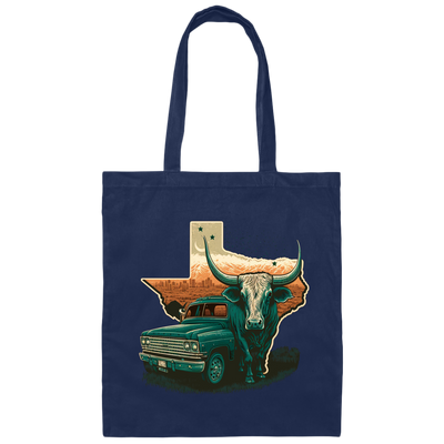 Texas Lover, Cow And Car, Texas City, Love Texas, Love Cow In Texas Canvas Tote Bag