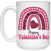 Happy Valentine's Day, Pink Rainbow, Leopard Valentine, Valentine's Day, Trendy Valentine White Mug