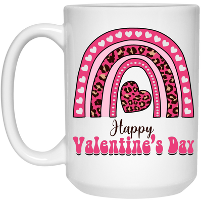 Happy Valentine's Day, Pink Rainbow, Leopard Valentine, Valentine's Day, Trendy Valentine White Mug