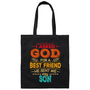 Gift For Dad I Asked God For A Best Friend He Sent Me My Son Vintage Gift Canvas Tote Bag