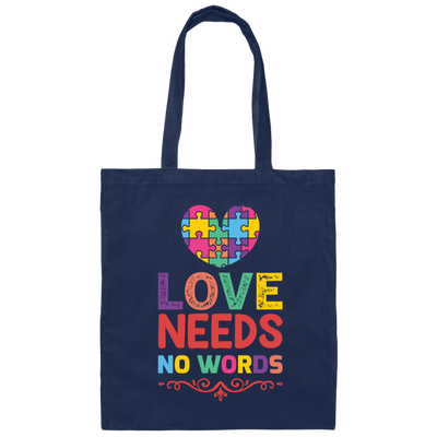 Love Needs No Words, Love Puzzle, My Love Canvas Tote Bag