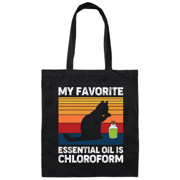 My Favorite Essential Oil Is Chloroform, Retro Cat With Oil Canvas Tote Bag