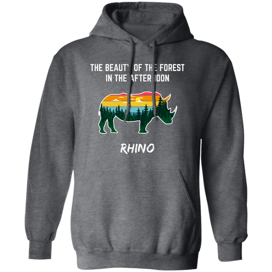 The Beauty Of Forest In The Afternoon Is Rhino, Retro Rhino Pullover Hoodie