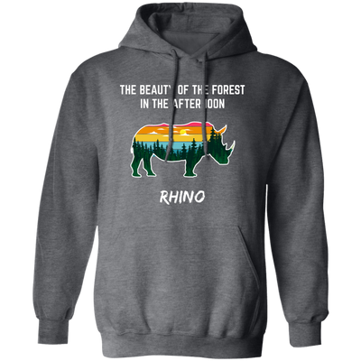 The Beauty Of Forest In The Afternoon Is Rhino, Retro Rhino Pullover Hoodie