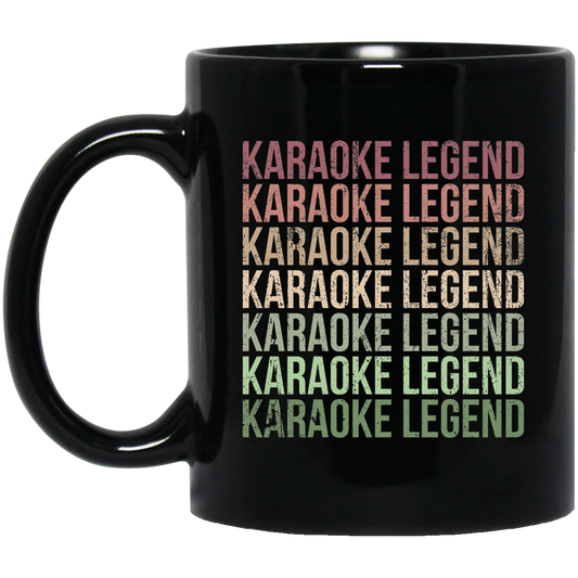 Karaoke Legend, Love To Karaoke, Retro Karaoke Design Black Mug