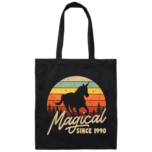 30th Birthday Gift Magical Since 1990, Vintage Birthday Gift Canvas Tote Bag