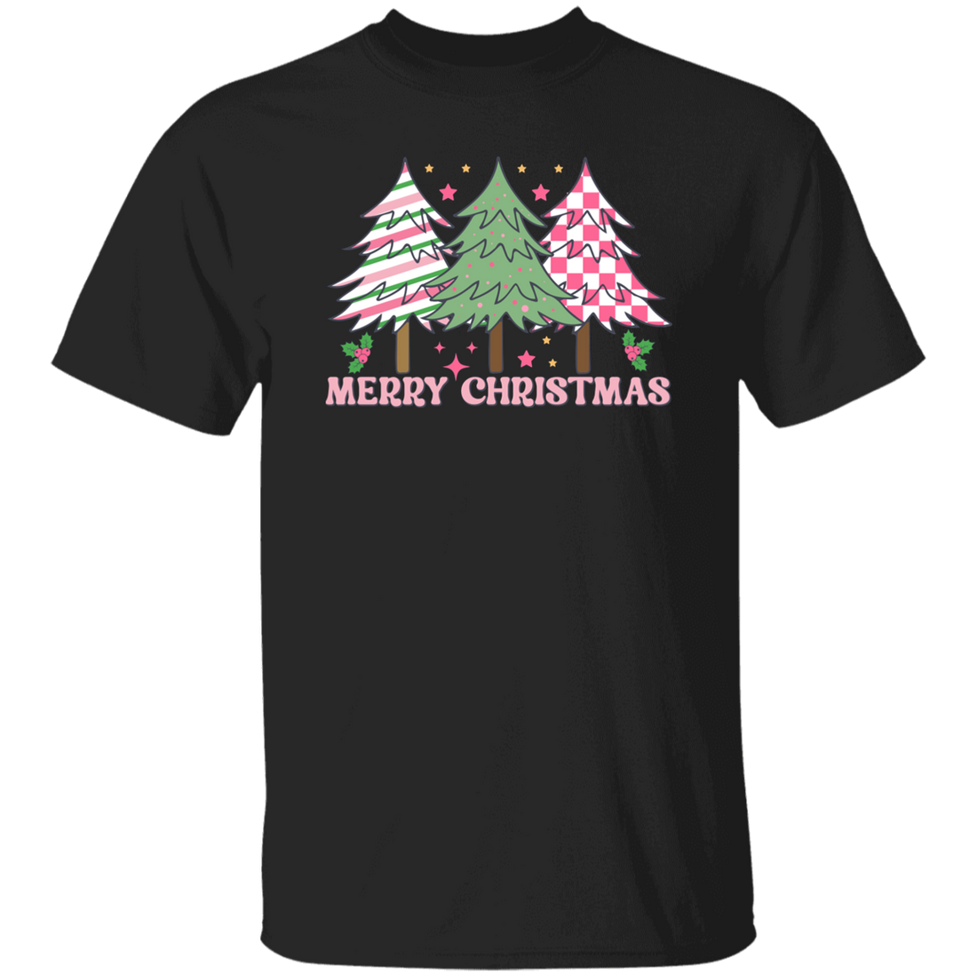 Pink Christmas, Christmas Tree, Pink Plaid Xmas Tree Christmas Unisex T-Shirt