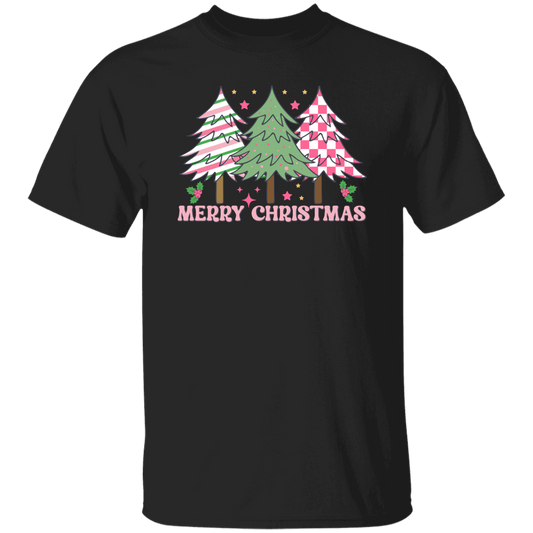 Pink Christmas, Christmas Tree, Pink Plaid Xmas Tree Christmas Unisex T-Shirt