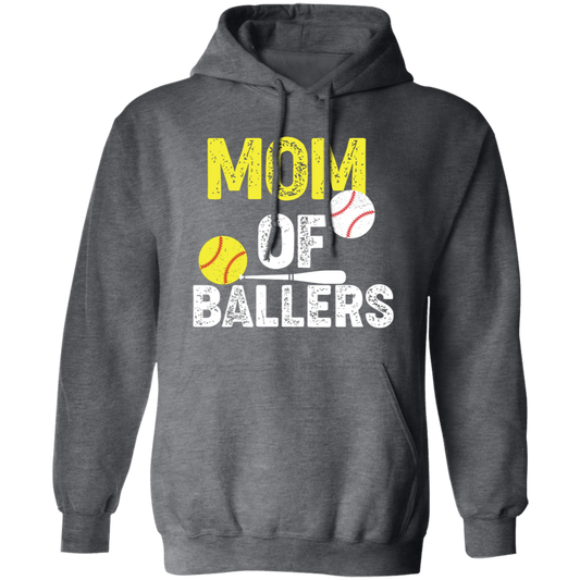 Mom Of Ballers, Baseball Sport, Retro Baseball Player Pullover Hoodie