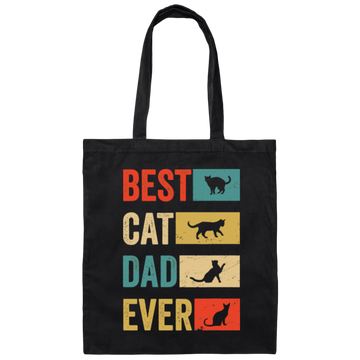 Retro Best Cat Dad Ever Cat Lovers Cat Dad Canvas Tote Bag