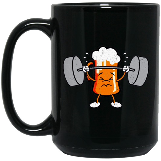 Beer Workout, Funny Beer Lover, Beer Love Gift, Beer Do Exercise Black Mug