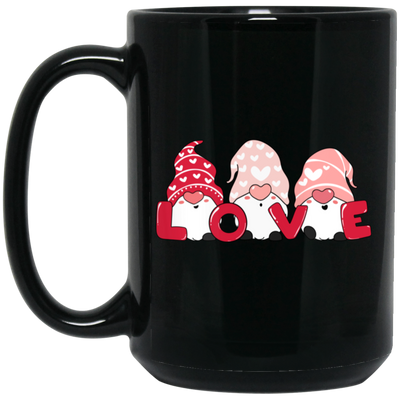 Cute Gnome, Set Of 3 Gnome, Love Gnome, My Love, Valentine's Day, Trendy Valentine Black Mug