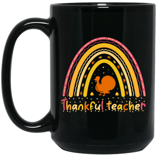 Thankful Teacher, Thanksgiving Party, Turkey's Day Black Mug