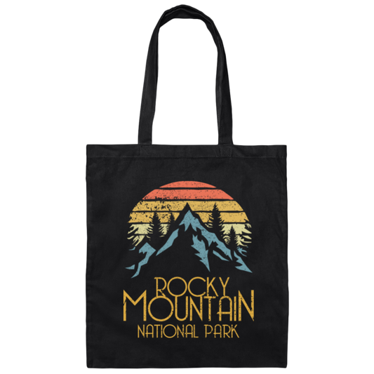 Vintage Rocky Mountains National Park Colorado Retro Canvas Tote Bag