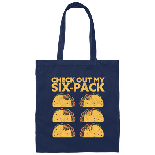 Retro Check Out My Six Pack, Funny Tacos Gift Idea Canvas Tote Bag