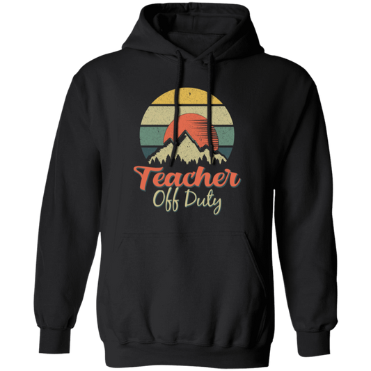 Retro Mountain, Sunset Vintage, Teacher Off Duty, Summer Mountainscape Sunrise Pullover Hoodie