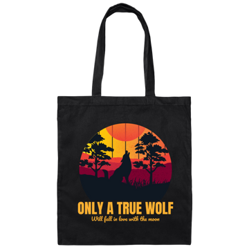 Featuring Silhouette Of A Wolf Howling At Ahe Moon Canvas Tote Bag