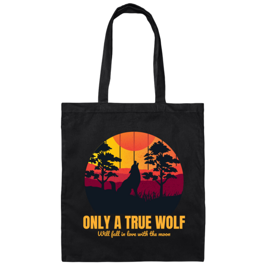 Featuring Silhouette Of A Wolf Howling At Ahe Moon Canvas Tote Bag