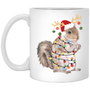 Squirrel Christmas, Merry Christmas, Christmas Lights, Funny Squirrel White Mug