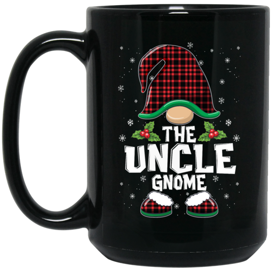 The Uncle Gnome Present For Family, Xmas Cute Gnome Lover Black Mug