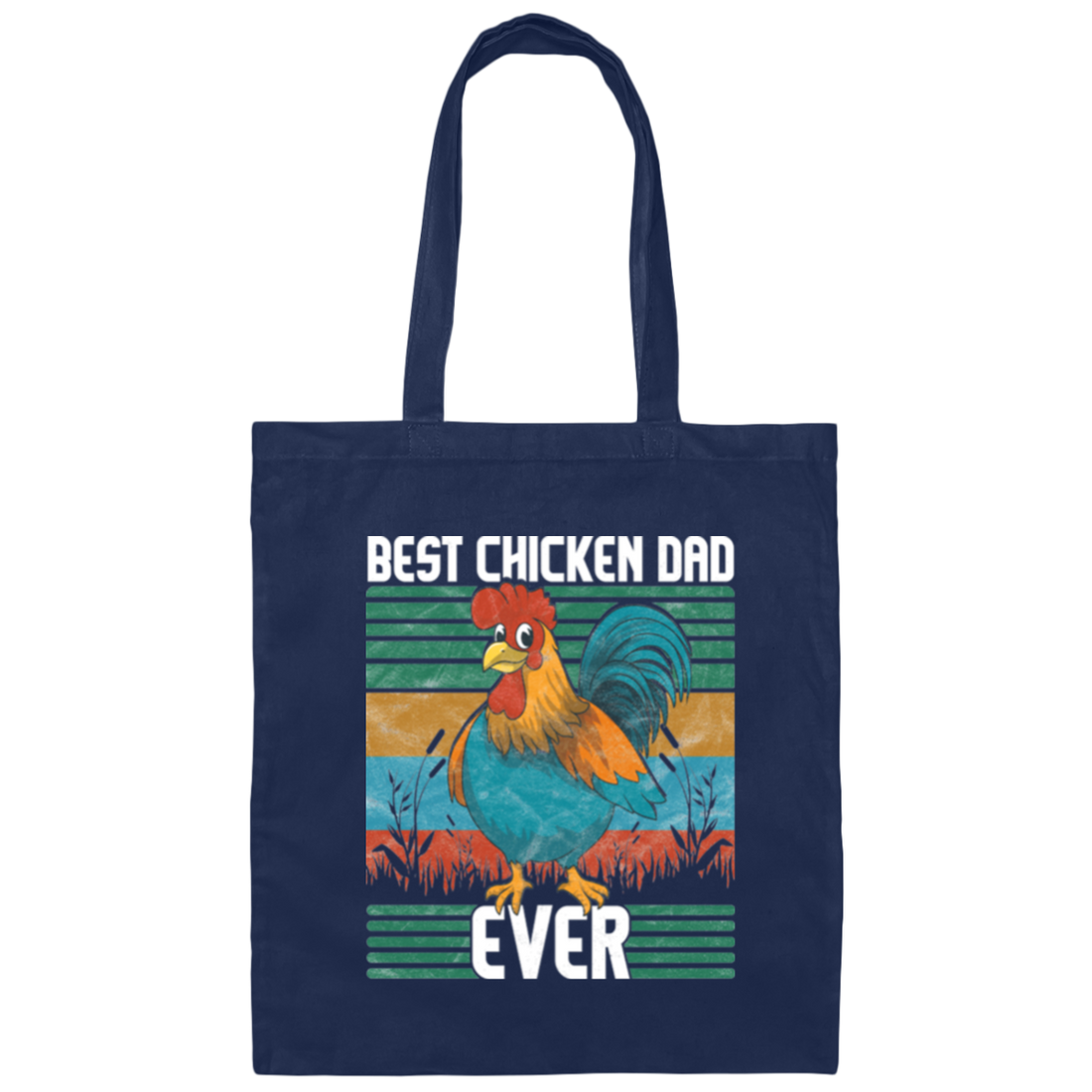 Saying Best Chicken Dad Ever, Distressed Poultry Farmer Gift Canvas Tote Bag