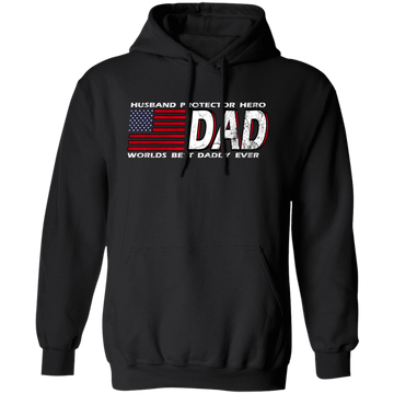 DAD Worlds, Best Daddy Ever, Husband Gift, Husband Protector Hero Pullover Hoodie