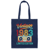 1983 Limited Edition, Vintage Cassette, 1983 Birthday Canvas Tote Bag