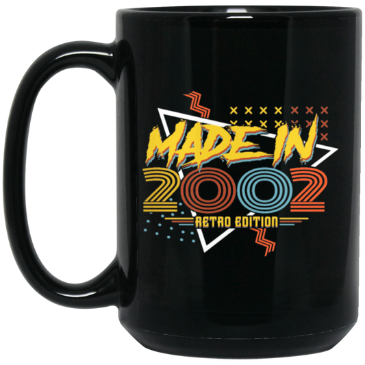 Birthday 2002 Retro Gift, Made In 2002, Retro Edition Gift, Love 2002 Black Mug