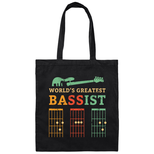 Retro Bassist Dad, Guitar Dad Gift, Love Music, Best Of Music Canvas Tote Bag