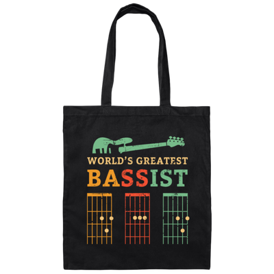 Retro Bassist Dad, Guitar Dad Gift, Love Music, Best Of Music Canvas Tote Bag