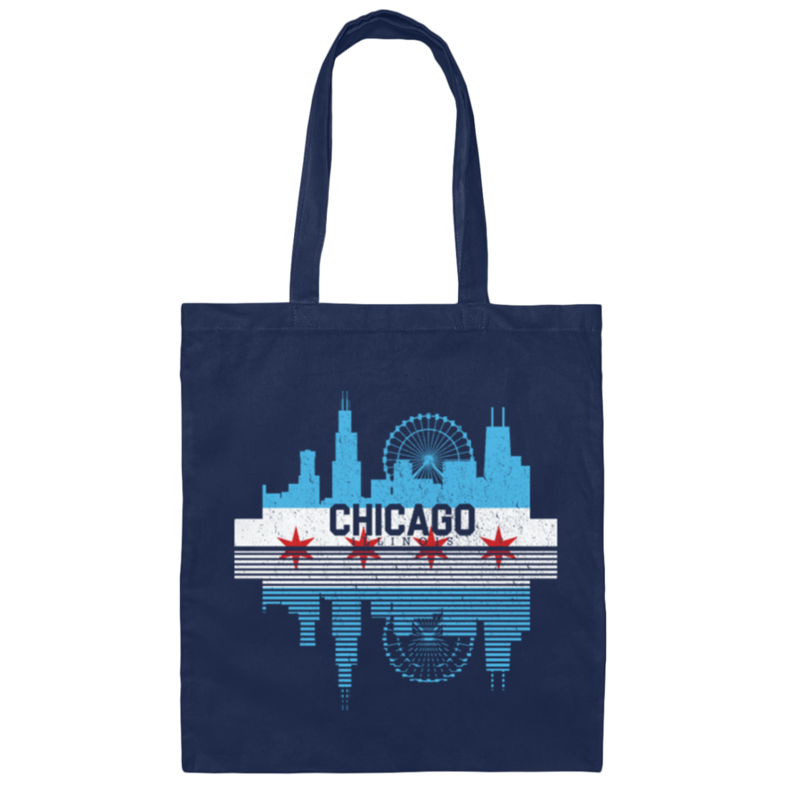 Chicago Skyline Silhouette IL City Flag Gift Canvas Tote Bag