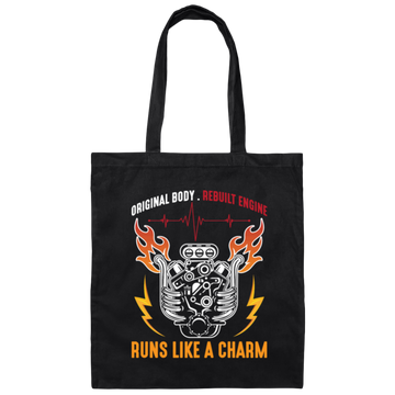 Mechanic Motor Engine, Motorsport Love Gift, Runs Like A Charm Canvas Tote Bag