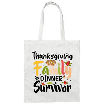Thanksgiving Family Dinner Survivor, Thankful, Fall Season Canvas Tote Bag