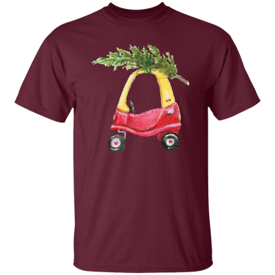 Baby Car Watercolor, Car Bring Xmas Tree, Cute Xmas Car, Merry Christmas, Trendy Chrismas Unisex T-Shirt