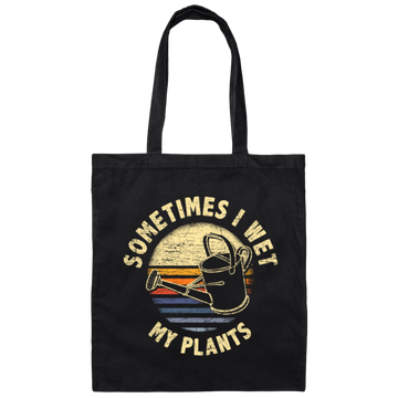 Retro Watering Garden Plants, Gardening Lover Canvas Tote Bag