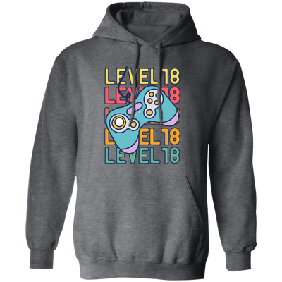 Gamer, Level 18 Up, 18th Birthday, Play Station, Game Player Pullover Hoodie