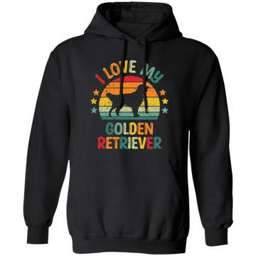 I Love My Golden Retriever, Retro Golden, Golden Silhouette Pullover Hoodie