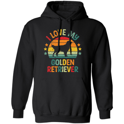 I Love My Golden Retriever, Retro Golden, Golden Silhouette Pullover Hoodie