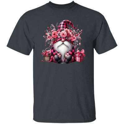 Pink Gnome, Cute Christmas, Cute Gnome, Pink Plaid Christmas Unisex T-Shirt