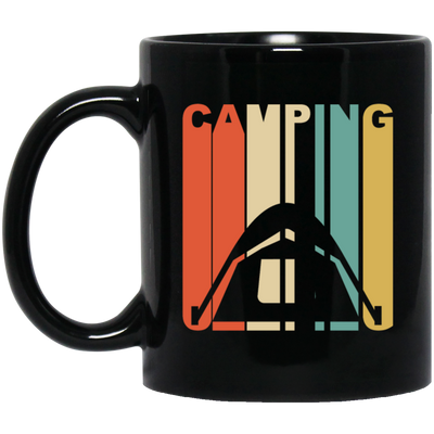 Camping Graphic Vintage, Gift For Camping Lover, Hiking Lover Retro Style Black Mug