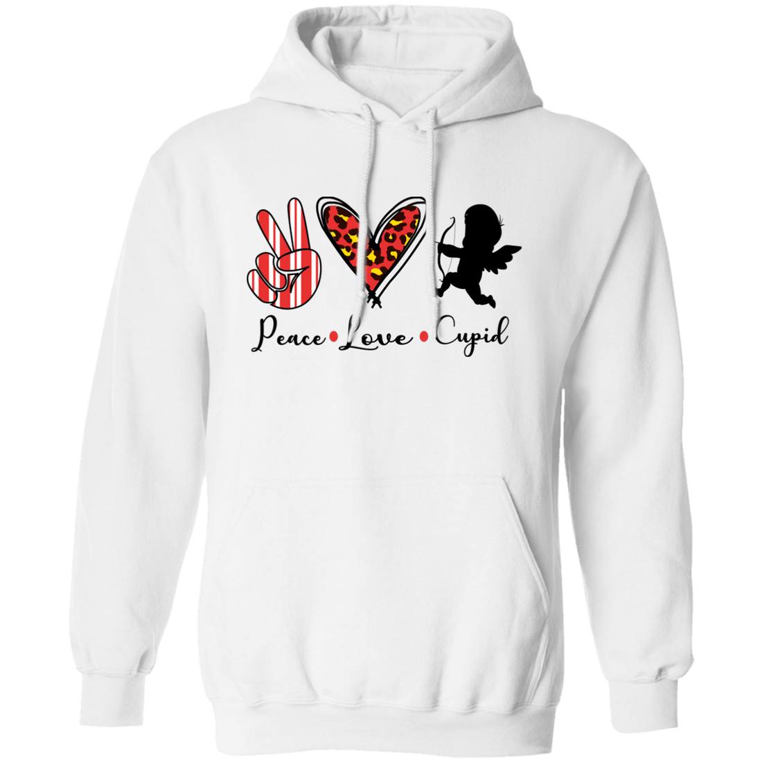 Peace Love Cupid, Leopard Heart, Cupid Lover, Valentine's Day, Trendy Valentine Pullover Hoodie