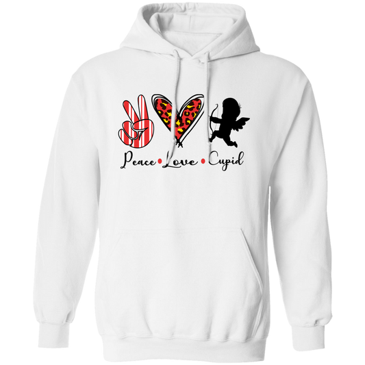 Peace Love Cupid, Leopard Heart, Cupid Lover, Valentine's Day, Trendy Valentine Pullover Hoodie