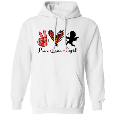 Peace Love Cupid, Leopard Heart, Cupid Lover, Valentine's Day, Trendy Valentine Pullover Hoodie