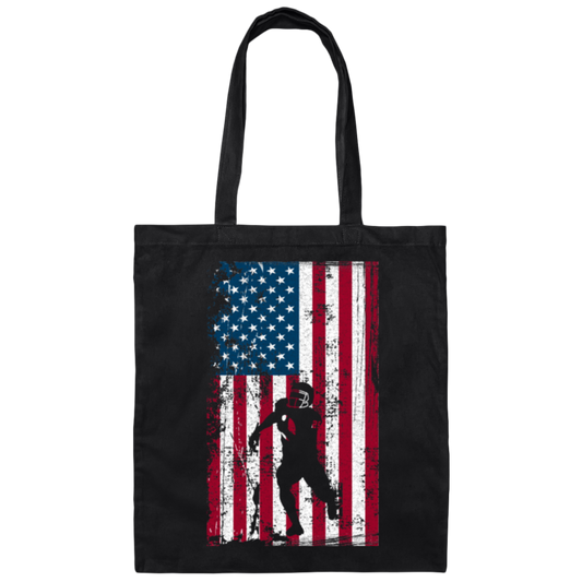 American Football Player USA Flag Gift Canvas Tote Bag