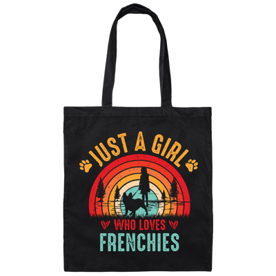 Just A Girl Who Loves Frenchies, Retro French Bulldog Canvas Tote Bag