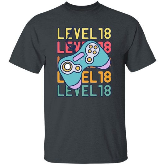 Gamer, Level 18 Up, 18th Birthday, Play Station, Game Player Unisex T-Shirt